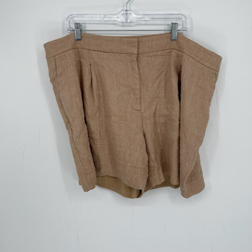 Talbots Women's Tan Linen Blend Pleated Front Dress Shorts Plus Size 22WP Petite